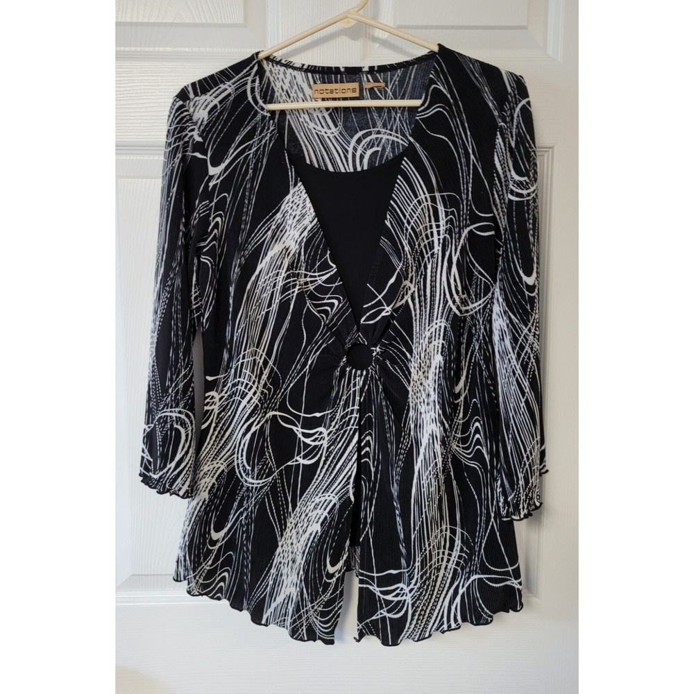 Notations Women's Blouse Black and White